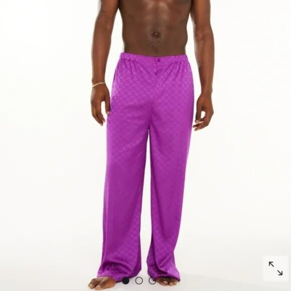 Savage X Fenty Mens Purple Lounge Set Smoking Jacket Pants XL New Satin Luxe - Picture 7 of 12